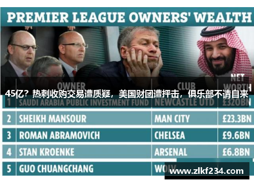 45亿？热刺收购交易遭质疑，美国财团遭抨击，俱乐部不请自来